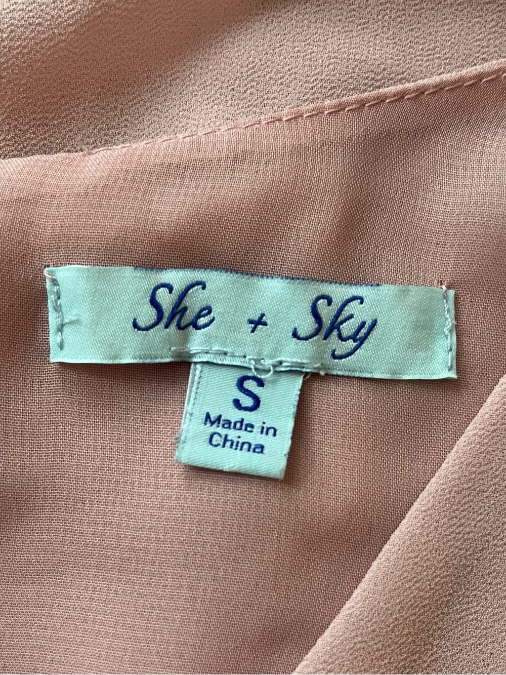 She + Sky Light Pink V-Neck Flowing Blouse - Picture 6 of 7